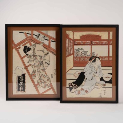 A Set of Two Japanese Meiji Period Woodblock Prints