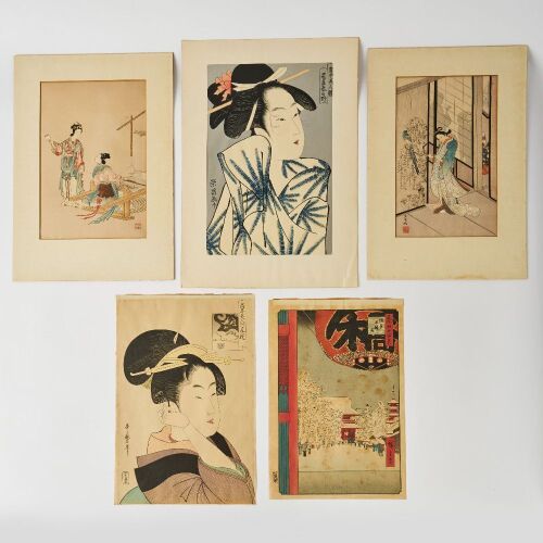 A Set of Five Japanese Ukiyo-E Prints