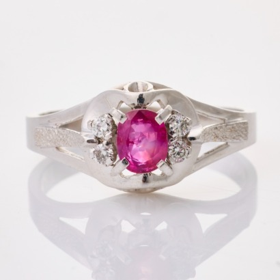 Platinum, 0.47ct Ruby / 0.07ct Diamond Dress Ring