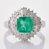 Platinum, 1.43ct Emerald / 0.53ct Diamond Cluster Ring