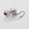 Platinum, 0.55ct Sapphire / 0.15ct Diamond Cluster Tie Tack - 2