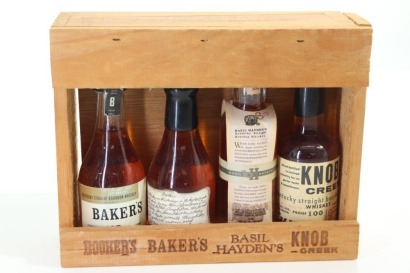 (1) Bourbon Legends Miniature Set (Booker's, Baker's, Basil Hayden's, Knob Creek), 4 Bottles Sold as One Lot (GB)