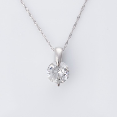 Platinum, 1.02ct Diamond Pendant on Platinum Chain