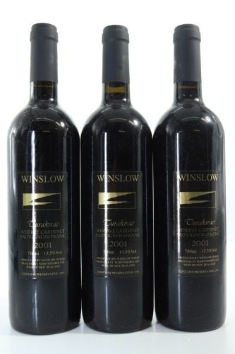 (3) 2001 Winslow Turakirae Reserve Cabernet Sauvignon Franc, Martinborough
