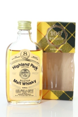 (1) Highland Park 8 Year Old 100 Proof Single Malt Scotch Whisky Miniature, 57.1% ABV, Circa. 1970's-80's (100 Proof Gordon & MacPhail Tartan Miniature) (GB)