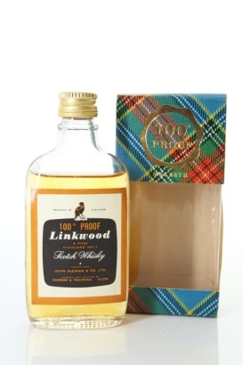 (1) Linkwood 100 Proof Single Malt Scotch Whisky Miniature, 57.1% ABV, Circa. 1970's-80's (100 Proof Gordon & MacPhail Tartan Miniature) (GB)