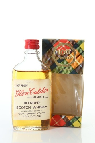 (1) Glen Calder 100 Proof Blended Scotch Whisky Miniature, 57.1% ABV, Circa. 1970's-80's (100 Proof Gordon & MacPhail Tartan Miniature) (GB)