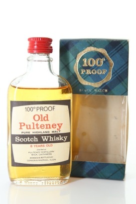 (1) Old Pulteney 8 Year Old 100 Proof Pure Highland Malt Scotch Whisky Miniature, 57.1% ABV, Circa. 1970's-80's (100 Proof Gordon & MacPhail Tartan Miniature) (GB)