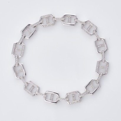 9ct White Gold, Contemporary, 0.82ct Diamond Bracelet