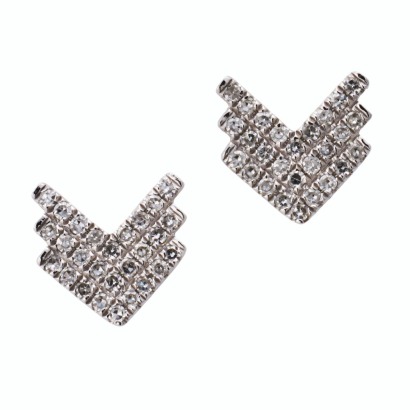 14ct White Gold, 0.05ct Diamond Arrow Stud Earrings