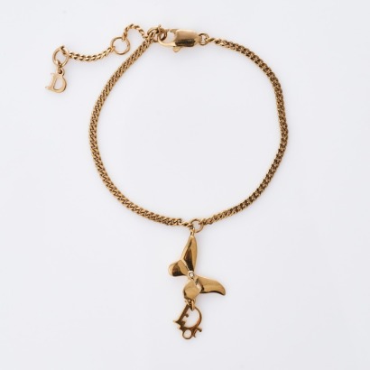 Christian Dior, Gold Plated, Butterflly Charm Bracelet with Box