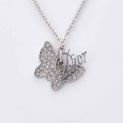 Christian Dior, 42cm Crystal Set Butterfly Pendant Necklace