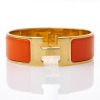 Herm&egrave;s, Clic H Wide Orange Enamel Bracelet