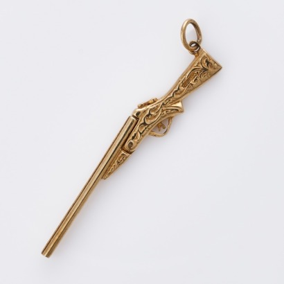 9ct Yellow Gold, Vintage, Shotgun Charm