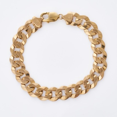9ct Yellow Gold, 25cm Curb Link Bracelet.