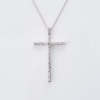 18ct White Gold, 0.91ct Diamond Cross Pendant on 9ct White Gold, 50cm Box Link Chain