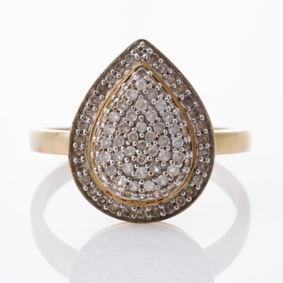 9ct Yellow Gold, Vintage, 0.50ct Pear Shaped Cluster Diamond Ring