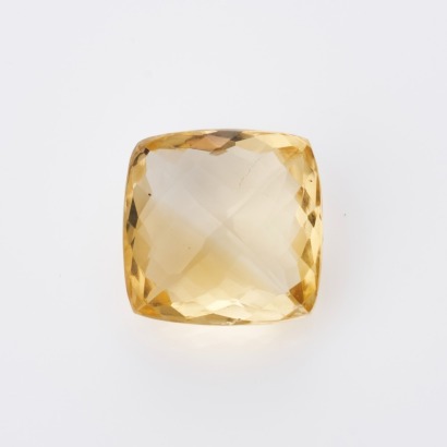 Loose, 19.48ct Checkerboard Cushion Cut Citrine