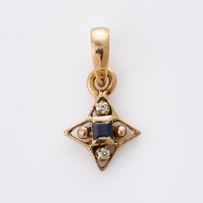 16ct Yellow Gold, Sapphire / 0.02ct Diamond Star Pendant