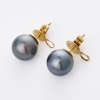 18ct Yellow Gold, 11.8mm Black South Sea Pearl Stud Earrings - 2