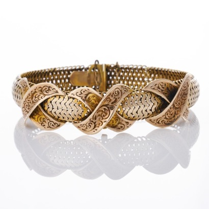 9ct Rose / Yellow Gold, Flexible Mesh Bracelet