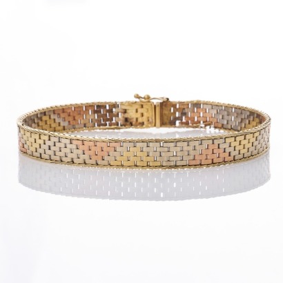 14ct Tri Colour Gold, Italian Flexible Bracelet