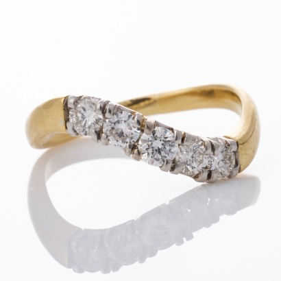 18ct Yellow Gold, Vintage, 0.50ct Diamond Five Stone Ring
