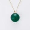 18ct Yellow Gold, Green Chalcedony Pendant on 40cm, 9ct Yellow Gold, Cable Link Necklace