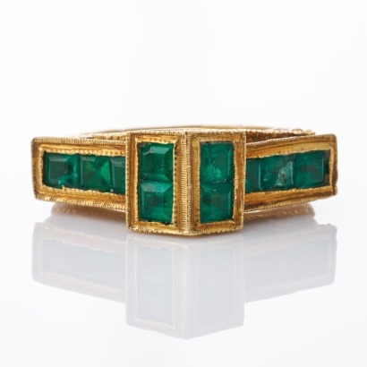 18ct Yellow / White Gold, Italian, Handmade 'Ponte Di Rialto' 1.09ct Emerald Ring
