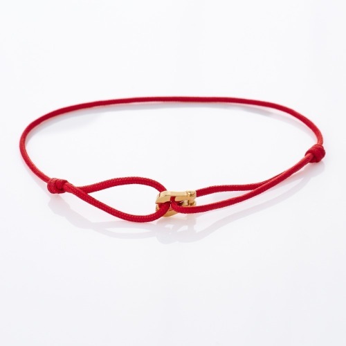 18ct Yellow Gold / Cord, 'Force 10 Mini' Bracelet by Fred, with Box / Papers