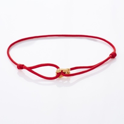 18ct Yellow Gold / Cord, 'Force 10 Mini' Bracelet by Fred, with Box / Papers