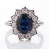 14ct White / Yellow Gold, Antique Style, 2.40ct Sapphire / 1.10ct Diamond Cluster Ring