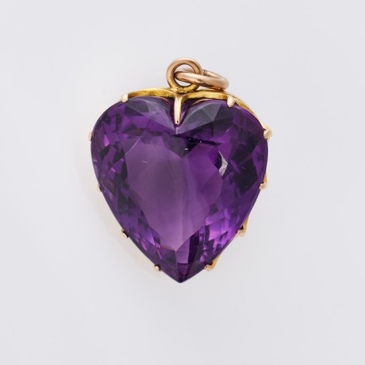 9ct Yellow Gold, 0.49ct Amethyst Heart Pendant