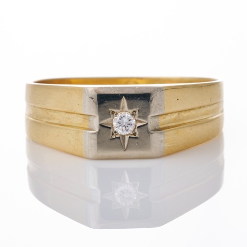 18ct White / Yellow Gold, 0.05ct Diamond Ring