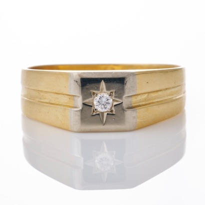 18ct White / Yellow Gold, 0.05ct Diamond Ring