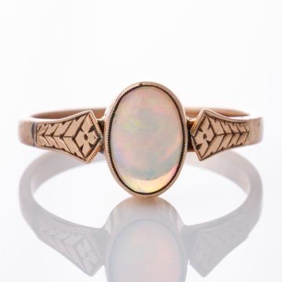 9ct Rose Gold, Oval Cabochon Cut Opal Ring