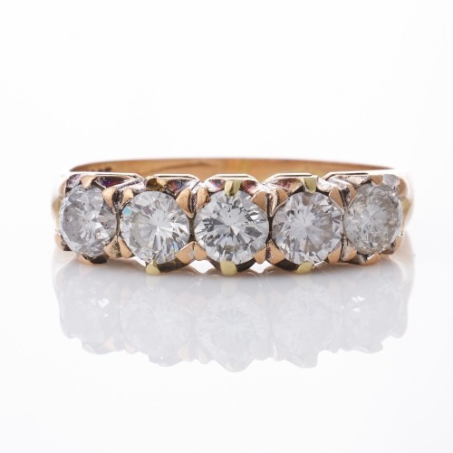18ct Rose / White Gold, 1.08ct Diamond Five-Stone Ring