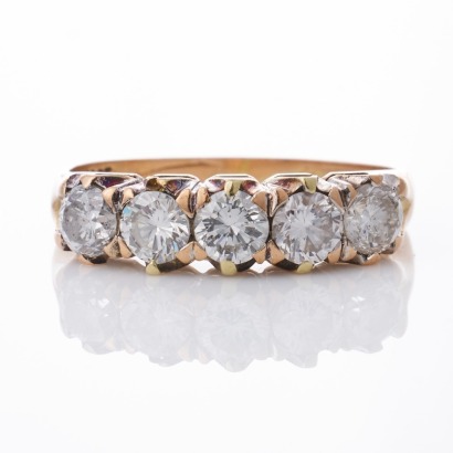 18ct Rose / White Gold, 1.08ct Diamond Five-Stone Ring