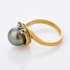 18ct Yellow / White Gold, 8.9mm Tahitian Pearl / 0.40ct Diamond Ring - 2
