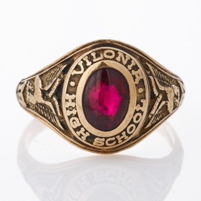 10ct Yellow Gold, Synthetic Ruby 1967 Class Ring