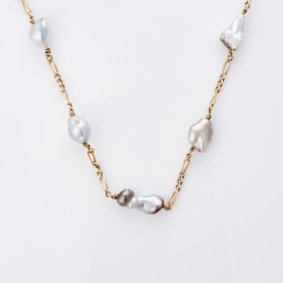 14ct Yellow Gold, 47cm Keshi Pearl Necklace