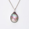 9ct White Gold, Mabe Pearl Pendant on 14ct White Gold, Rope-Link Chain