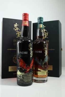 (1) Indri 'Game of Thrones' House of Black & House of Green Indian Single Malt Whisky, India, 750ml, 46% ABV, 2 Bottles Sold as One Lot (GB)