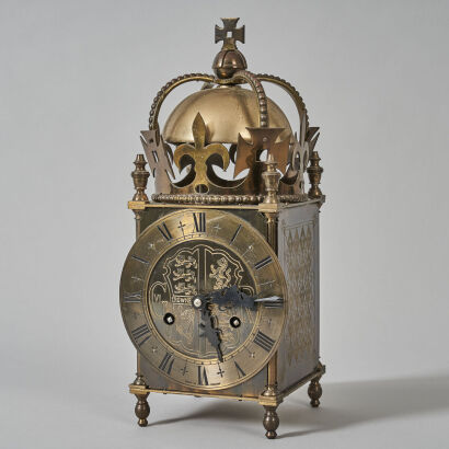 A George VI Coronation Brass Lantern Clock