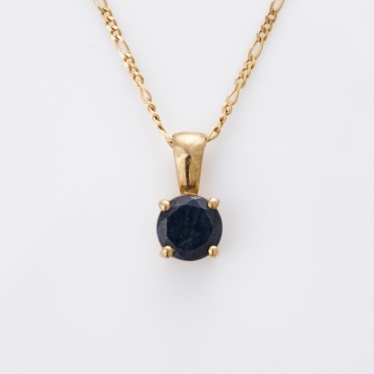 9ct Yellow Gold, 0.80ct Sapphire Pendant Necklace