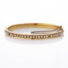 9ct Yellow Gold, Seed Pearl Hollow Hinged Bangle.