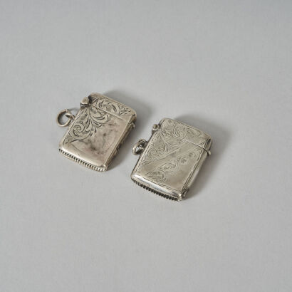 Two Small Sterling Silver Vesta Cases