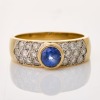 9ct Yellow Gold, Modern, 5mm Round Sapphire / 0.14ct Diamond Ring