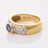 9ct Yellow Gold, Modern, 5mm Round Sapphire / 0.14ct Diamond Ring - 2