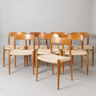 A Set of Eight Model 75 Chairs by Neils Moller
